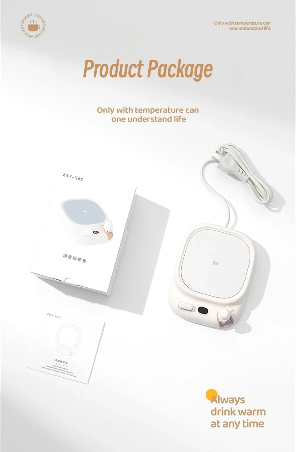 40W Tassenwärmer elektrisch - Getränkewärmer mit 4 Temperaturstufen für Kaffee, Tee & Milch