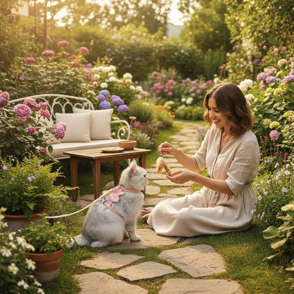 Verstellbares Cartoon-Geschirr mit Leine – Komfortable Halsung für Katzen & kleine Hunde