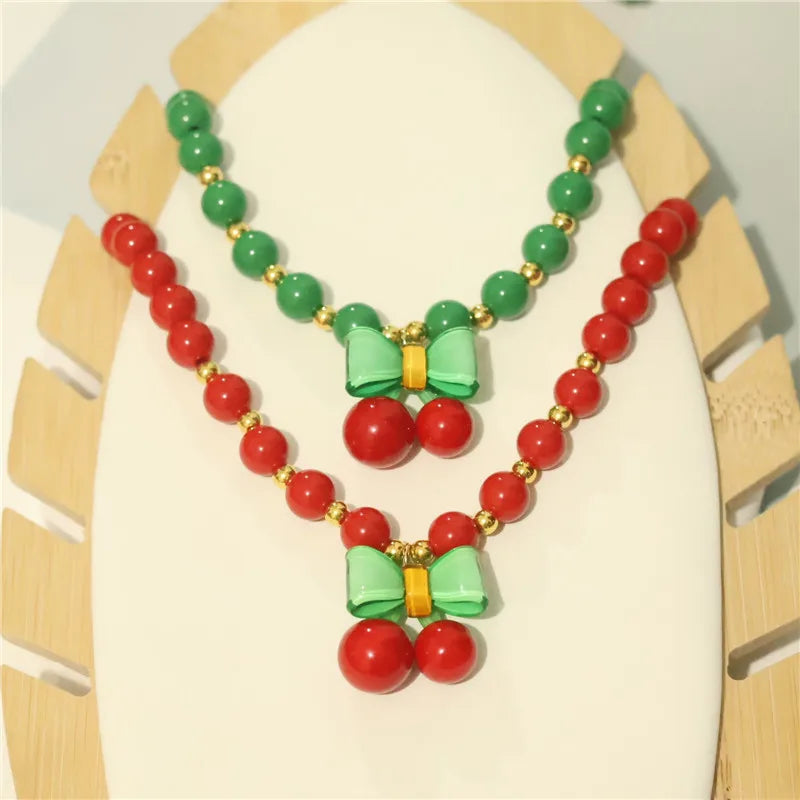 Perlen-Halsband für Haustiere – Handgefertigt, Kirsch-Design für Hunde & Katzen