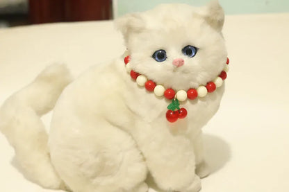 Perlen-Halsband für Haustiere – Handgefertigt, Kirsch-Design für Hunde & Katzen