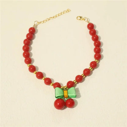 Perlen-Halsband für Haustiere – Handgefertigt, Kirsch-Design für Hunde & Katzen