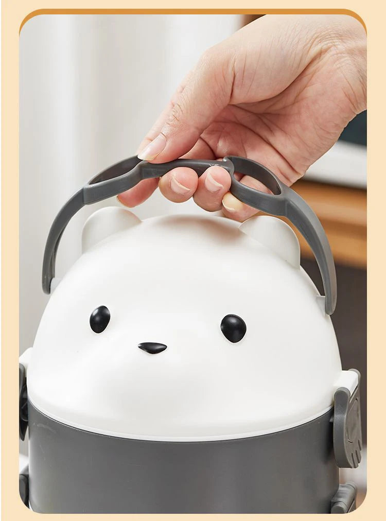 Bento Lunchbox mit Bären-Design - Japanische Lunchbox mit Löffel