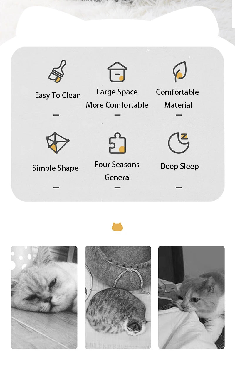 Katzenhöhle in Katzenform - Warme Schlafhöhle mit Rutschfestem Boden für Katzen & Kleine Hunde