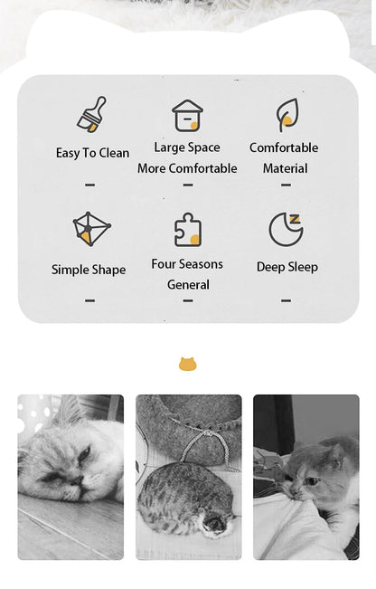 Katzenhöhle in Katzenform - Warme Schlafhöhle mit Rutschfestem Boden für Katzen & Kleine Hunde