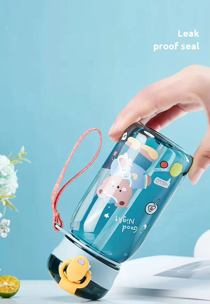 Kinder Trinkflasche 400ml mit Strohhalm - Auslaufsicher & BPA-frei