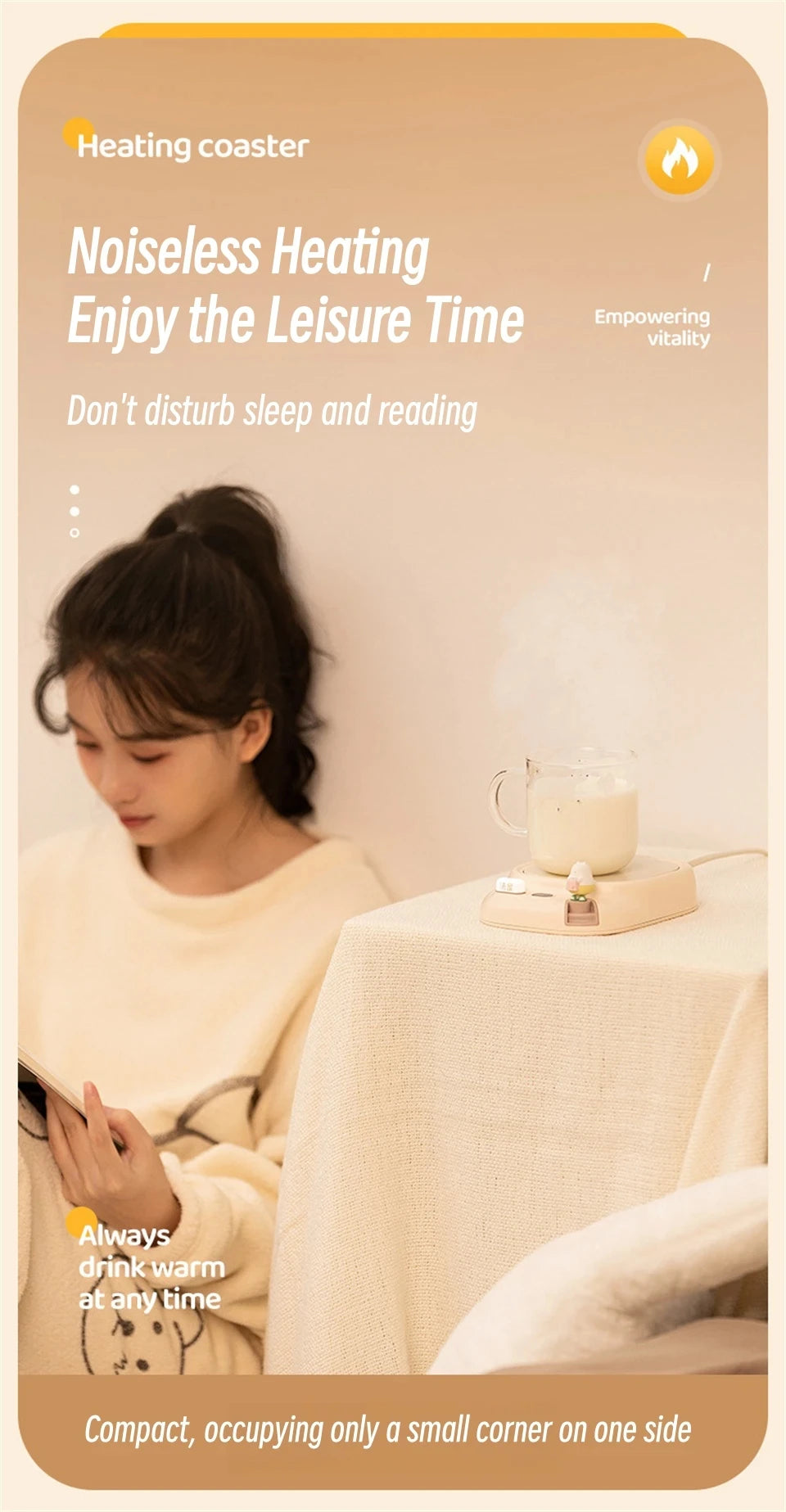 40W Tassenwärmer elektrisch - Getränkewärmer mit 4 Temperaturstufen für Kaffee, Tee & Milch