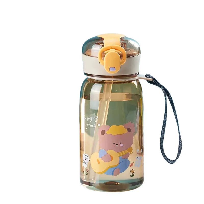 Kinder Trinkflasche 400ml mit Strohhalm - Auslaufsicher & BPA-frei