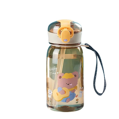 Kinder Trinkflasche 400ml mit Strohhalm - Auslaufsicher & BPA-frei