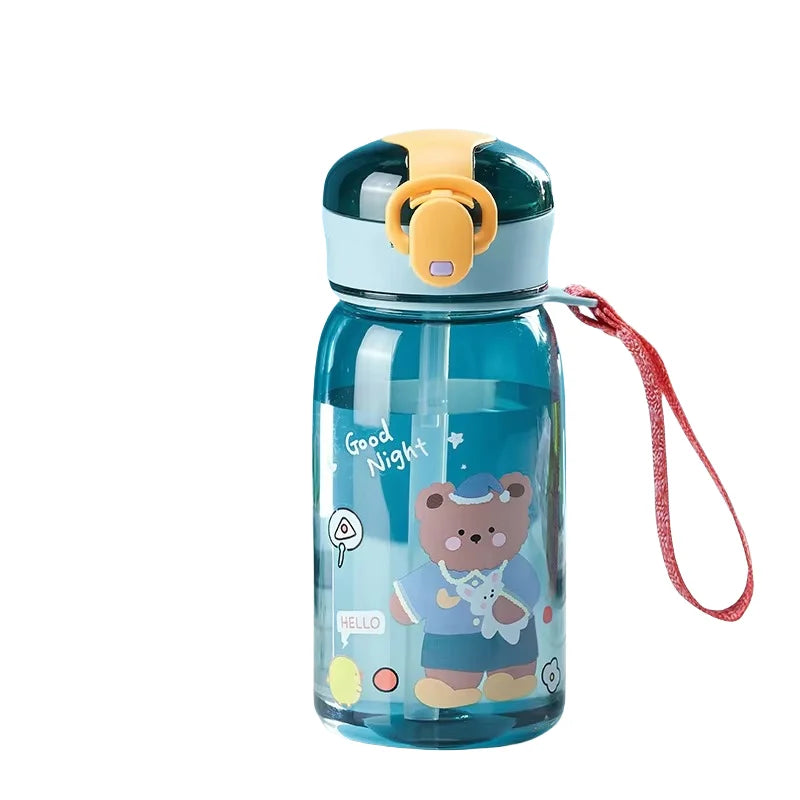 Kinder Trinkflasche 400ml mit Strohhalm - Auslaufsicher & BPA-frei