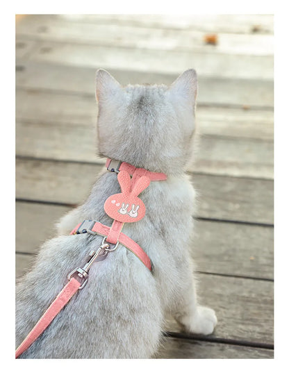 Verstellbares Cartoon-Geschirr mit Leine – Komfortable Halsung für Katzen & kleine Hunde