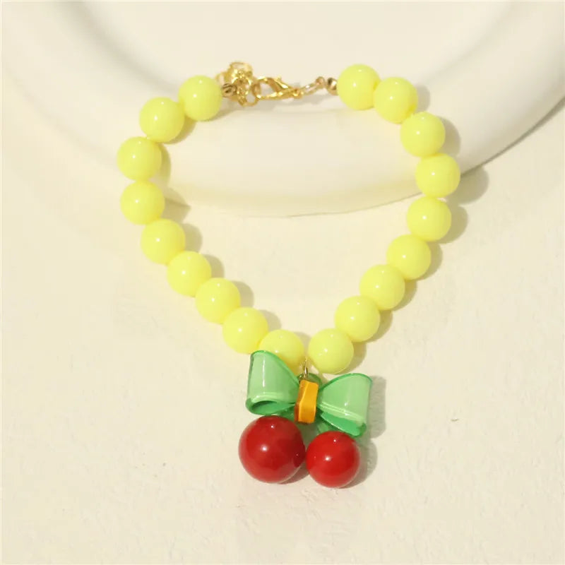 Perlen-Halsband für Haustiere – Handgefertigt, Kirsch-Design für Hunde & Katzen