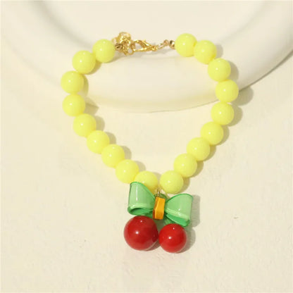 Perlen-Halsband für Haustiere – Handgefertigt, Kirsch-Design für Hunde & Katzen