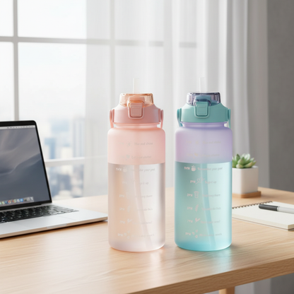 Beide Flaschen am Schreibtisch