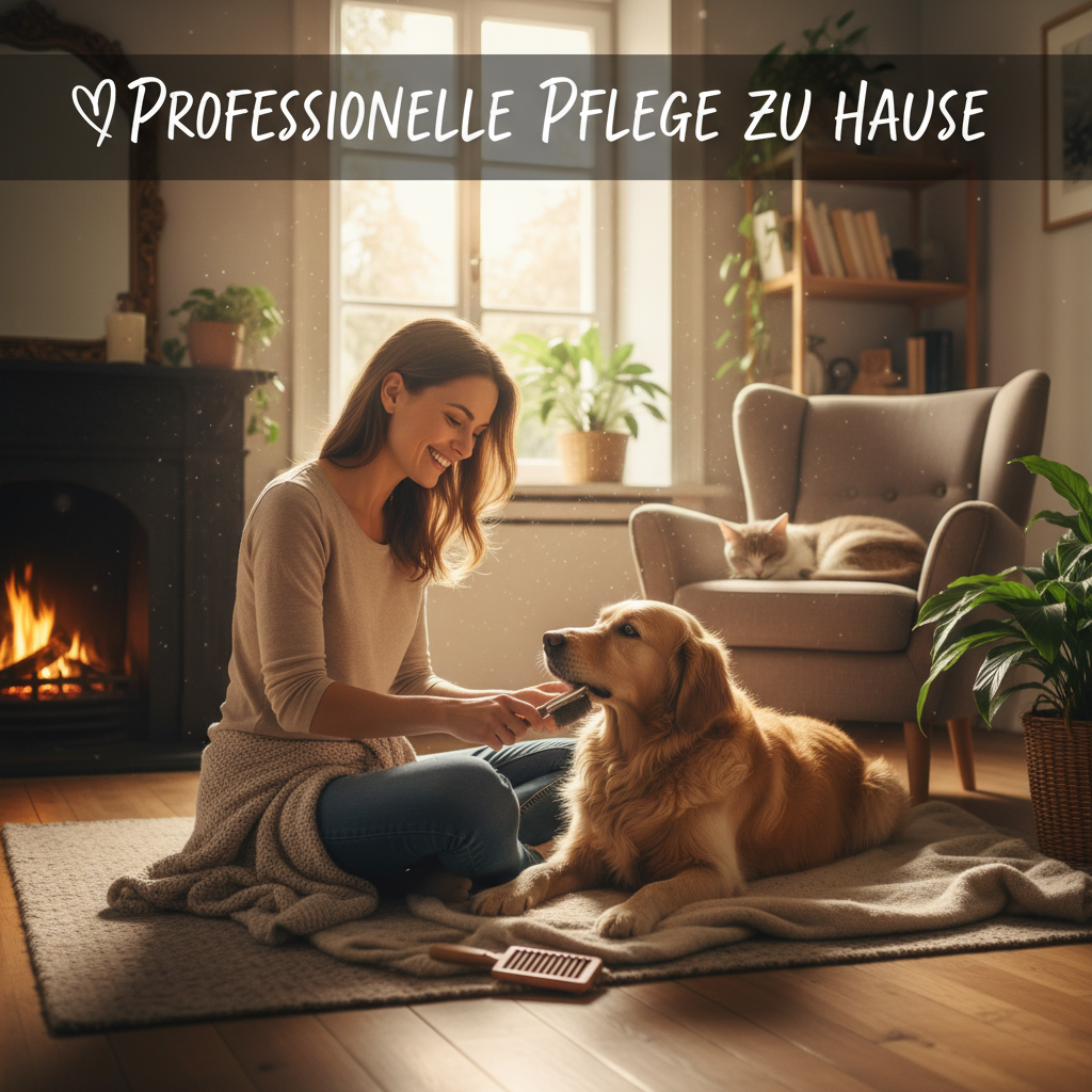 Besitzer pflegt Haustier