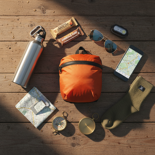 Flat Lay mit Outdoor-Ausrüstung