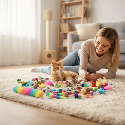 Kätzchen mit Spielzeug