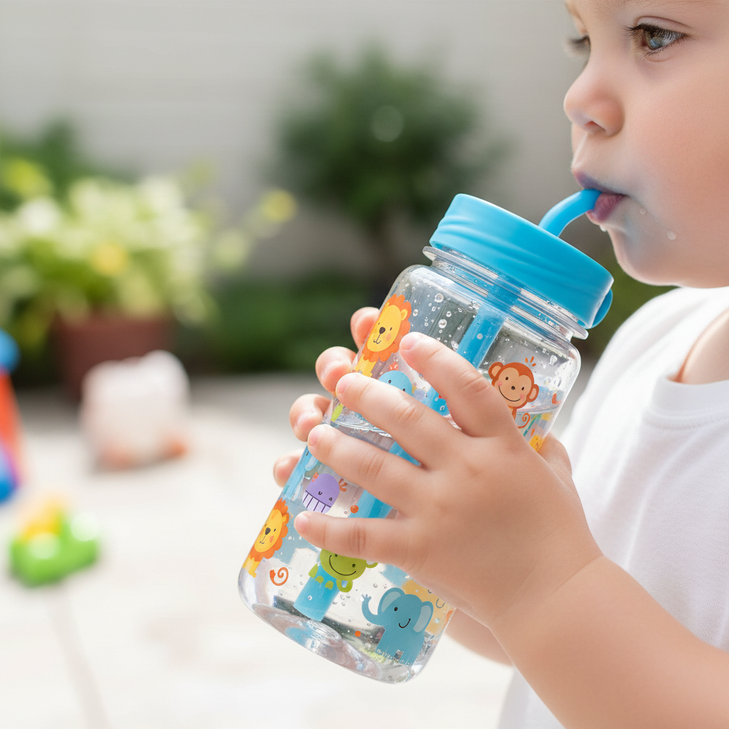 Kind trinkt aus der Flasche