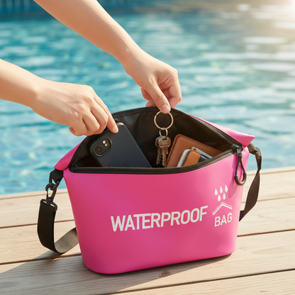 Nahaufnahme pink Tasche wird geöffnet