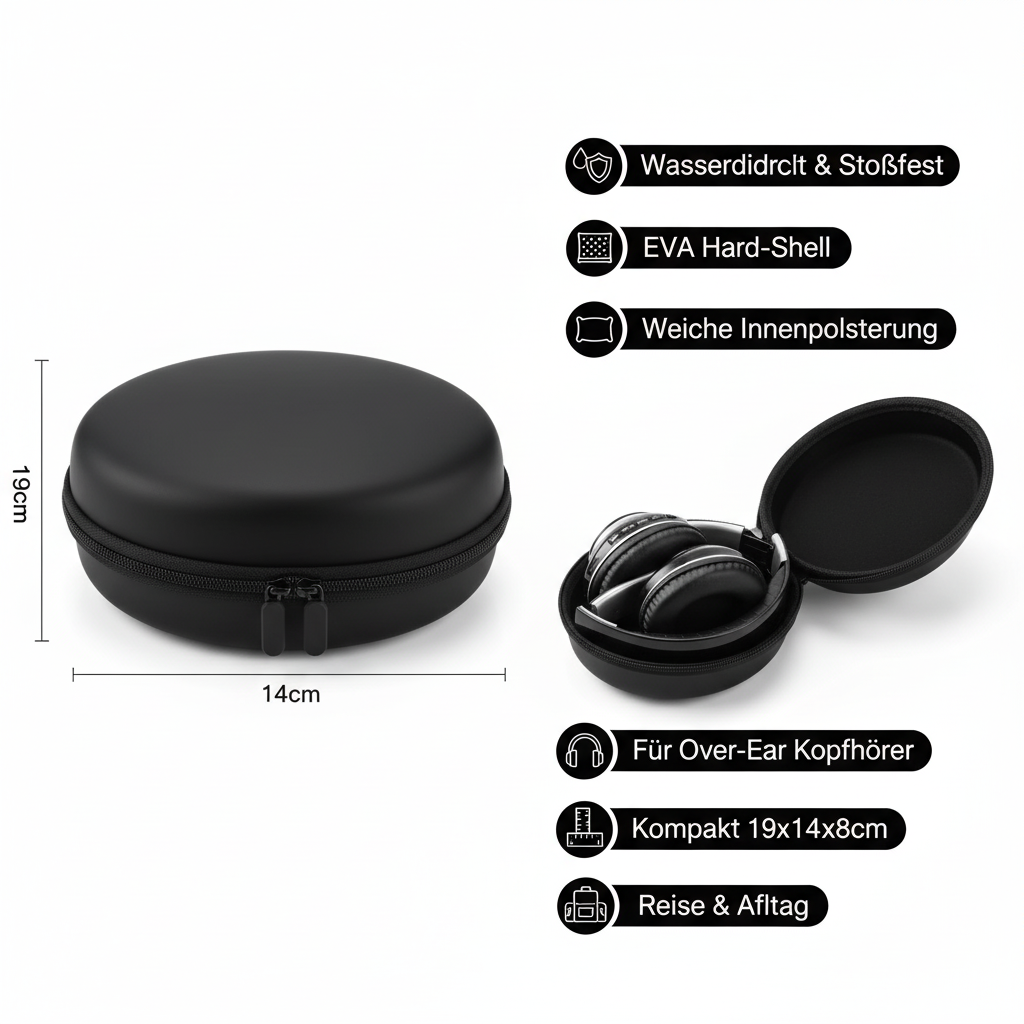 Produktinfo schwarze Kopfhörer-Tasche