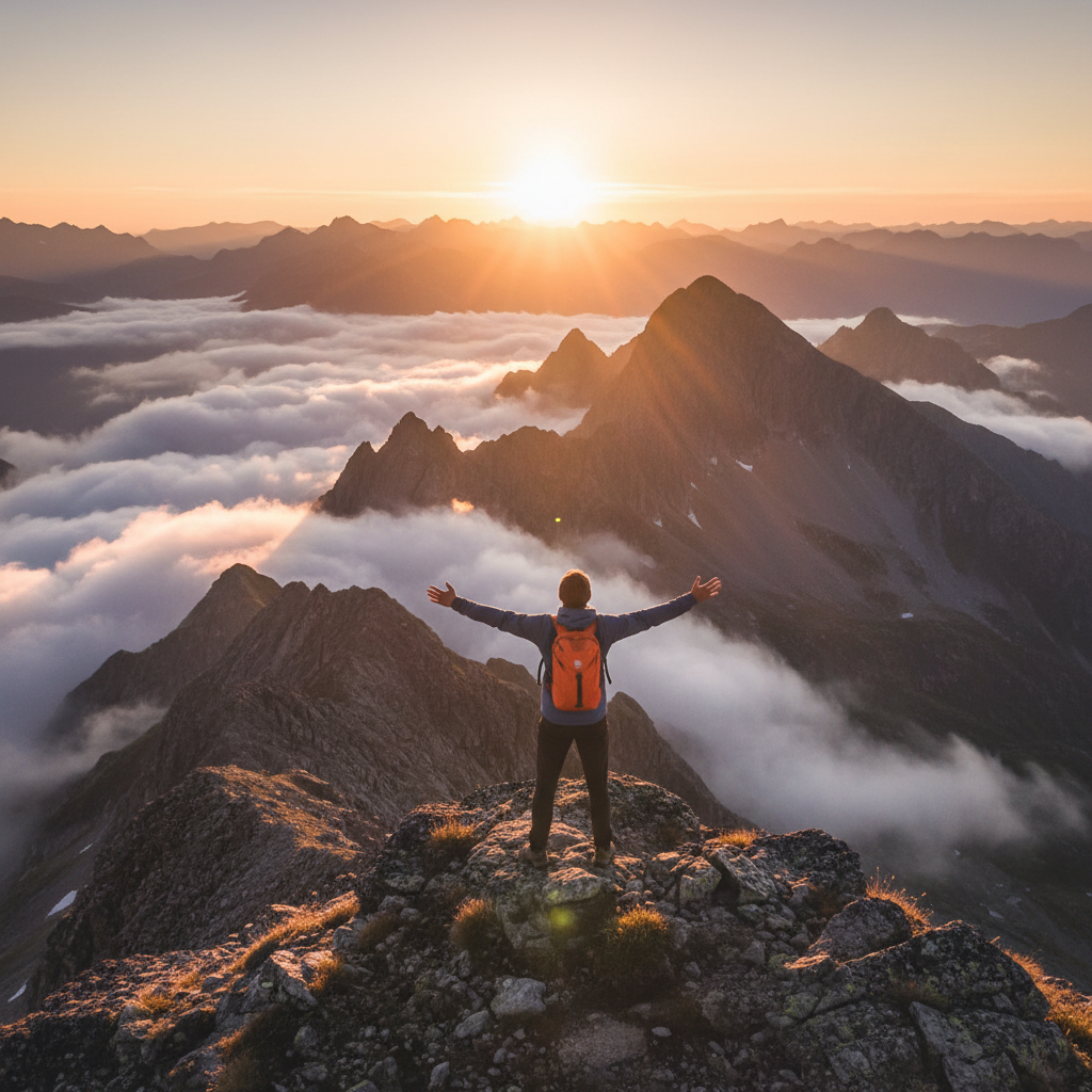Wanderer auf Berggipfel