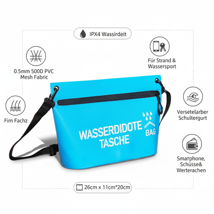 Wasserdichte Handtasche mit Produktinformationen